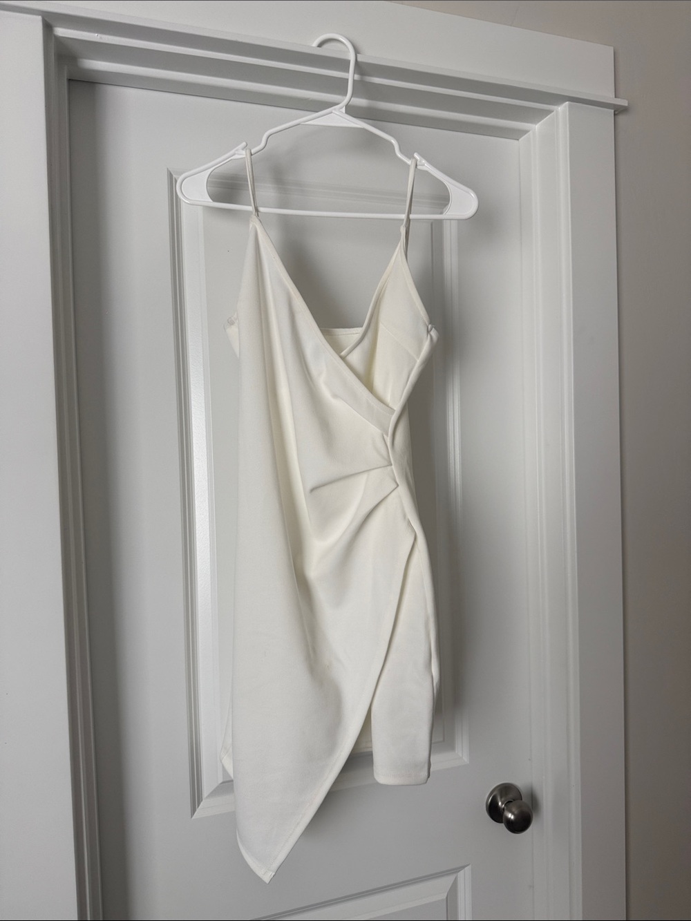 Elegant white Slip Dress with Asymmetric Hem